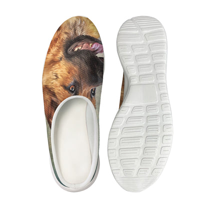 Vintage German Shepherd Portrait Print Mesh Casual Shoes