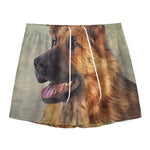 Vintage German Shepherd Portrait Print Mesh Shorts