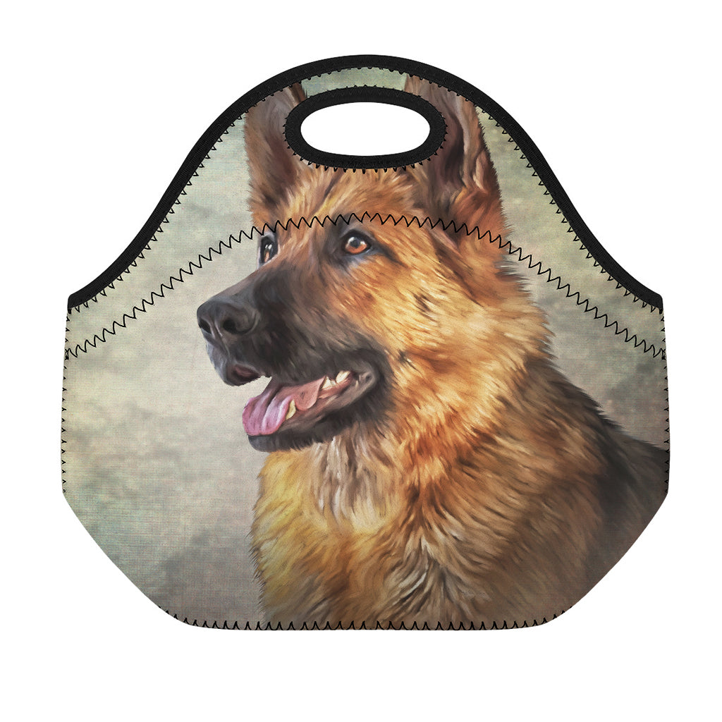 Vintage German Shepherd Portrait Print Neoprene Lunch Bag
