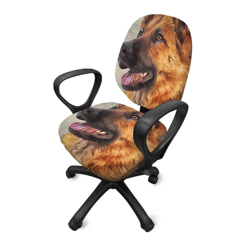 Vintage German Shepherd Portrait Print Office Chair Cover