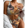 Vintage German Shepherd Portrait Print One Shoulder Bikini Top