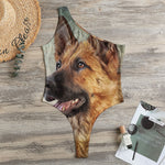 Vintage German Shepherd Portrait Print One Shoulder Bodysuit