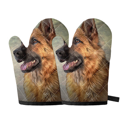 Vintage German Shepherd Portrait Print Oven Mitts