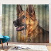 Vintage German Shepherd Portrait Print Pencil Pleat Curtains