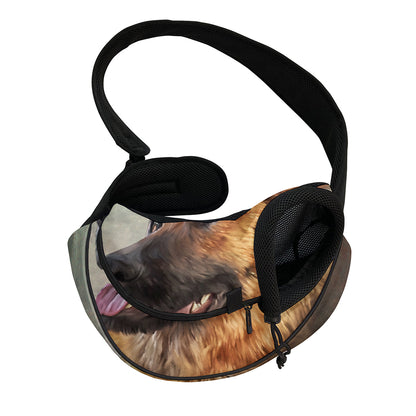 Vintage German Shepherd Portrait Print Pet Sling Carrier