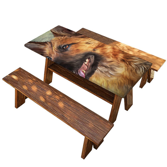Vintage German Shepherd Portrait Print Picnic Table Cover