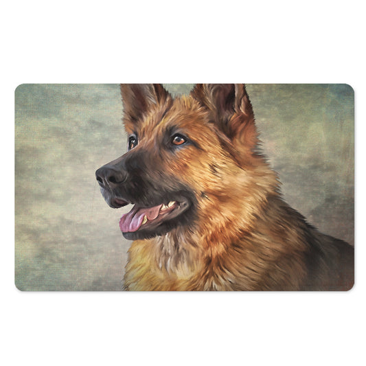 Vintage German Shepherd Portrait Print Polyester Doormat