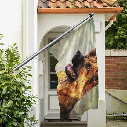 Vintage German Shepherd Portrait Print Polyester Flag