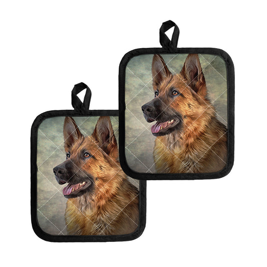 Vintage German Shepherd Portrait Print Pot Holders