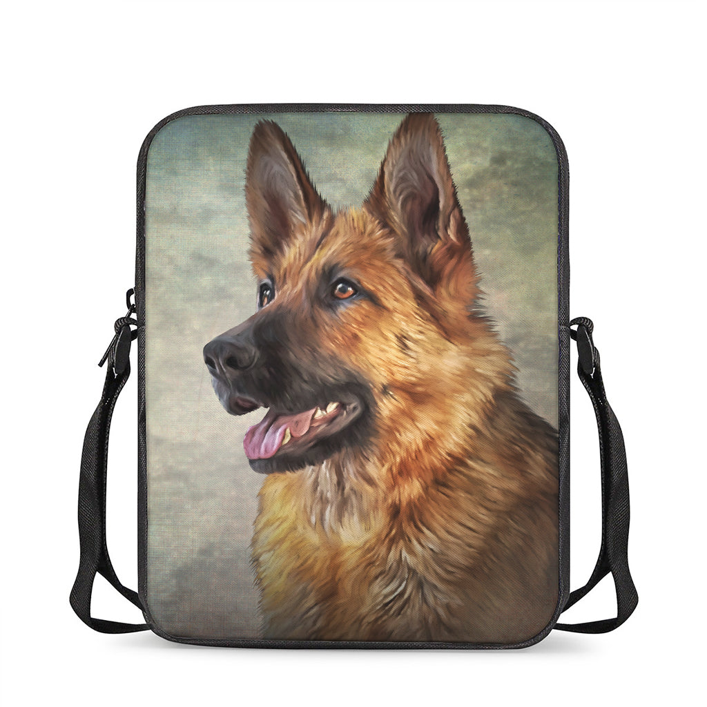 Vintage German Shepherd Portrait Print Rectangular Crossbody Bag