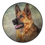 Vintage German Shepherd Portrait Print Round Floor Mat