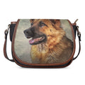 Vintage German Shepherd Portrait Print Saddle Bag