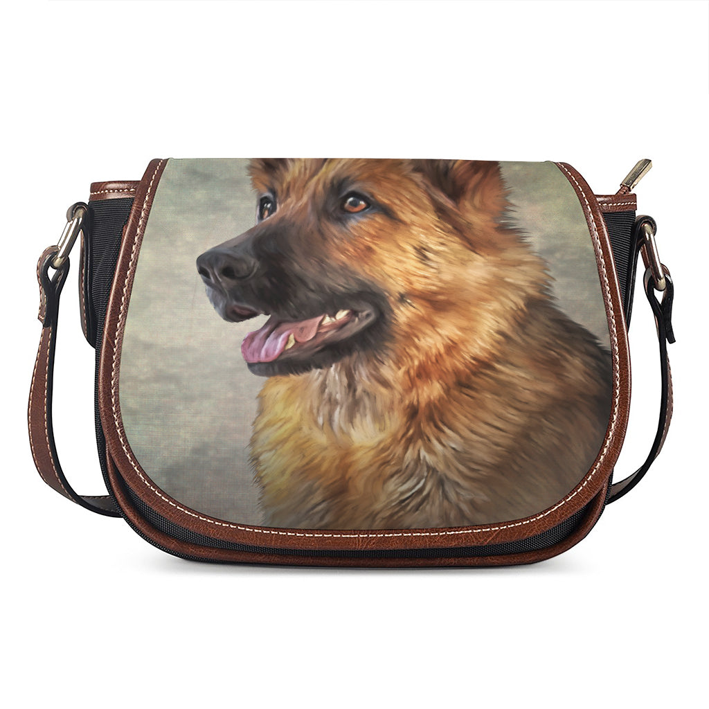 Vintage German Shepherd Portrait Print Saddle Bag