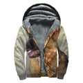 Vintage German Shepherd Portrait Print Sherpa Lined Zip Up Hoodie