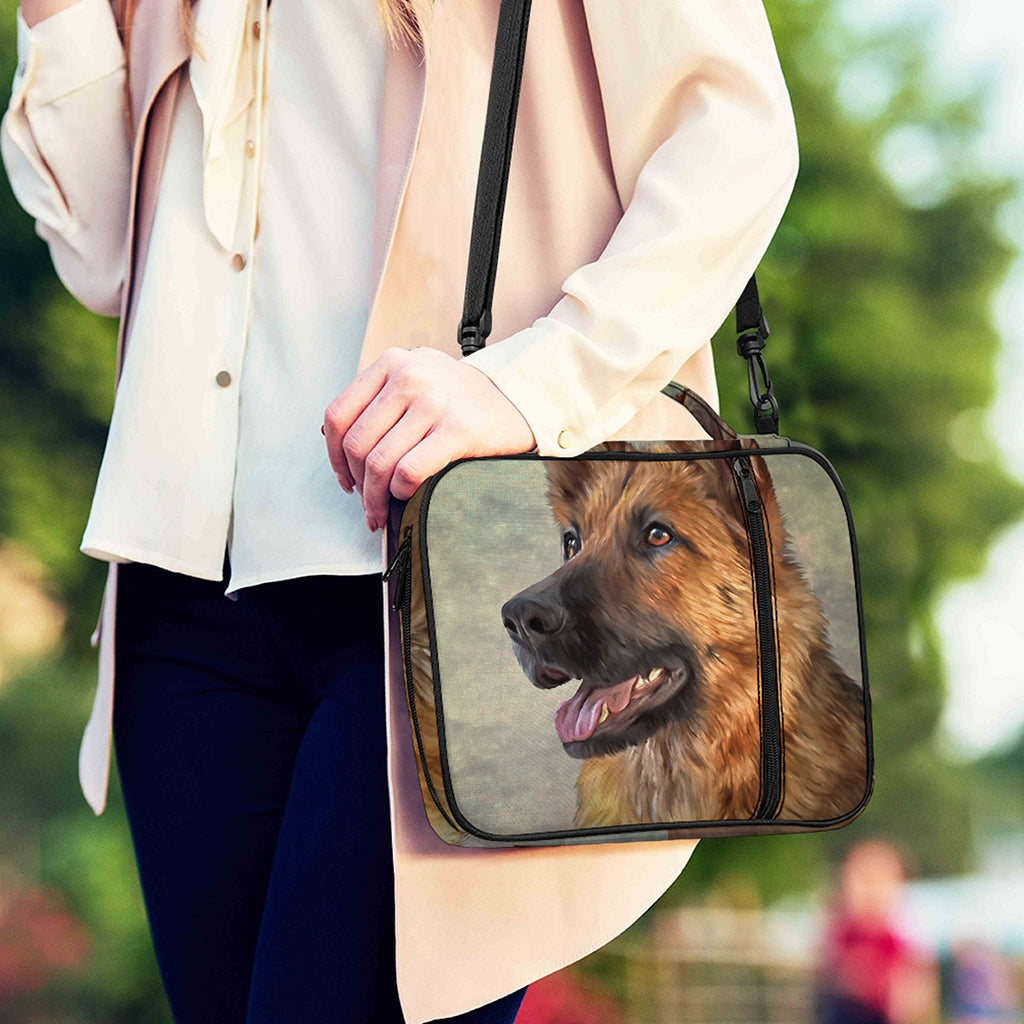 Vintage German Shepherd Portrait Print Shoulder Strap Bible Bag