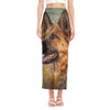 Vintage German Shepherd Portrait Print Side Slit Maxi Skirt