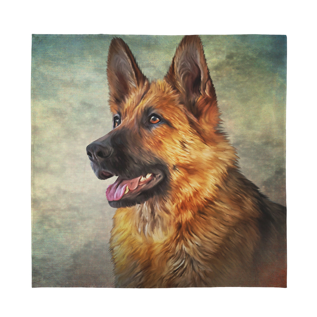 Vintage German Shepherd Portrait Print Silk Bandana