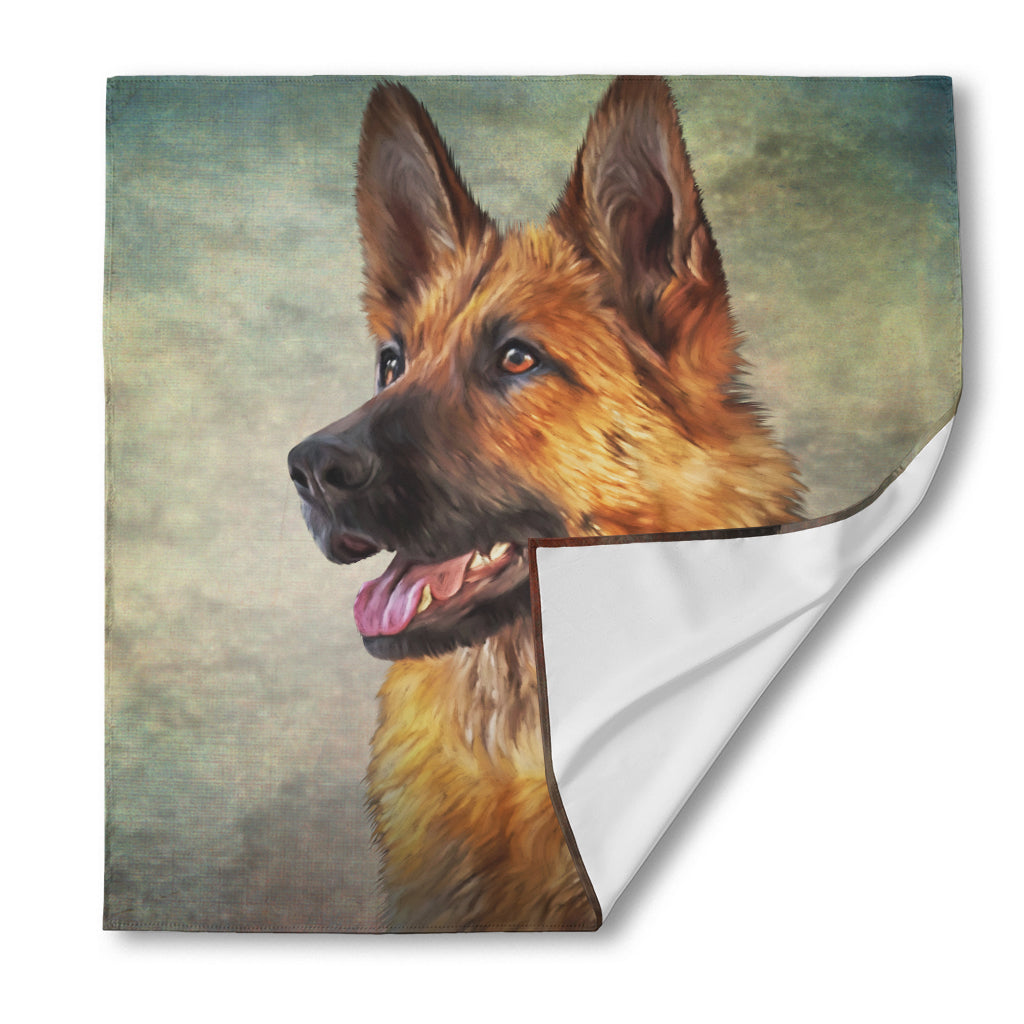 Vintage German Shepherd Portrait Print Silk Bandana