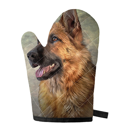 Vintage German Shepherd Portrait Print Single Oven Mitt