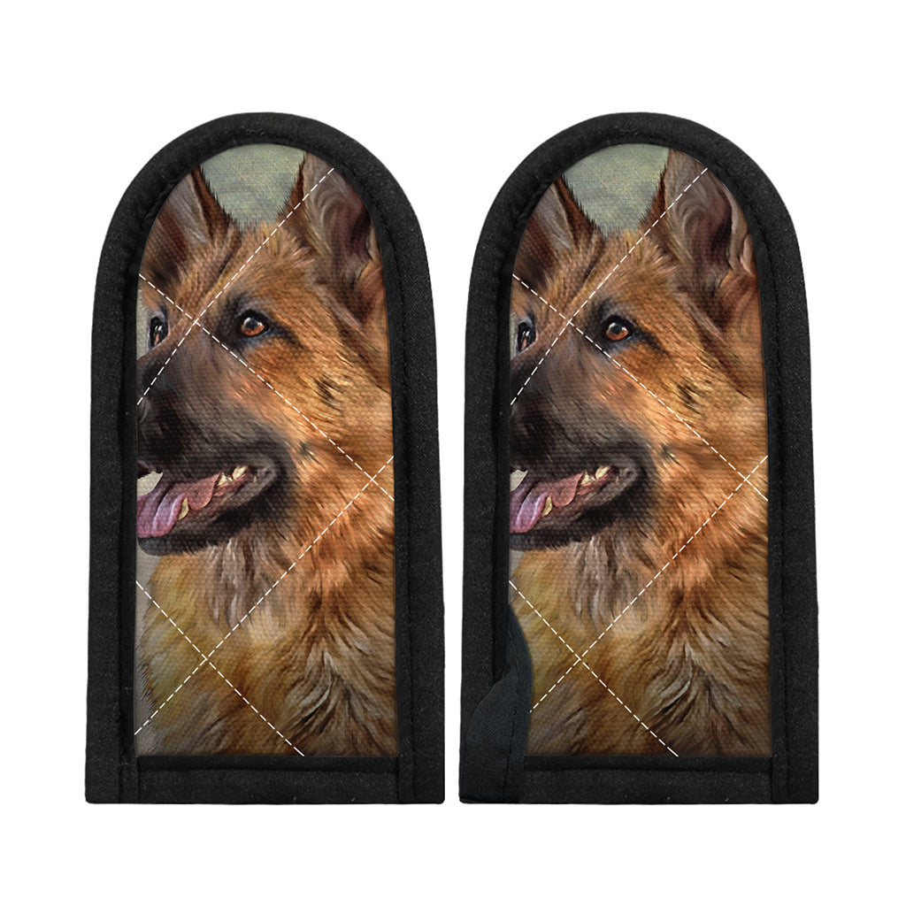 Vintage German Shepherd Portrait Print Skillet Handle Cover