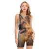 Vintage German Shepherd Portrait Print Sleeveless One Piece Swimsuit