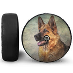 Vintage German Shepherd Portrait Print Tire Cover With Camera Hole