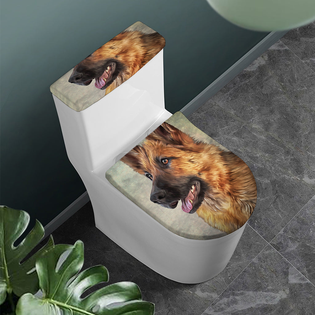 Vintage German Shepherd Portrait Print Toilet Lid And Tank Cover Set