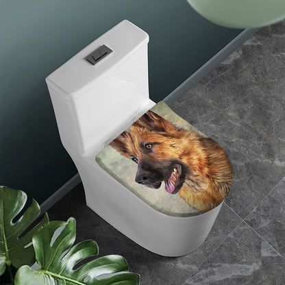 Vintage German Shepherd Portrait Print Toilet Lid Cover