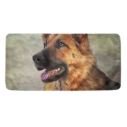 Vintage German Shepherd Portrait Print Towel