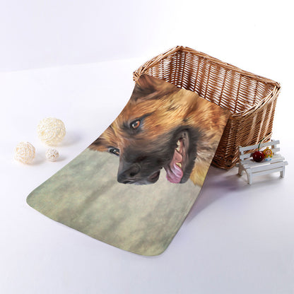 Vintage German Shepherd Portrait Print Towel