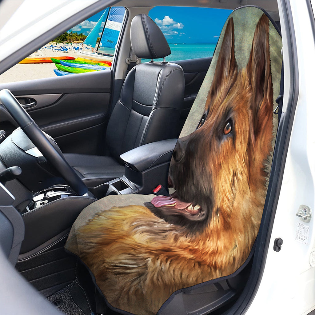 Vintage German Shepherd Portrait Print Waterproof Car Seat Cover