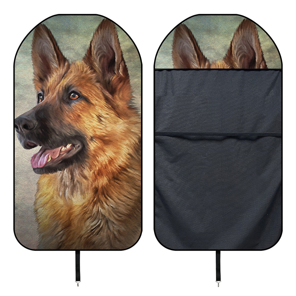 Vintage German Shepherd Portrait Print Waterproof Car Seat Cover