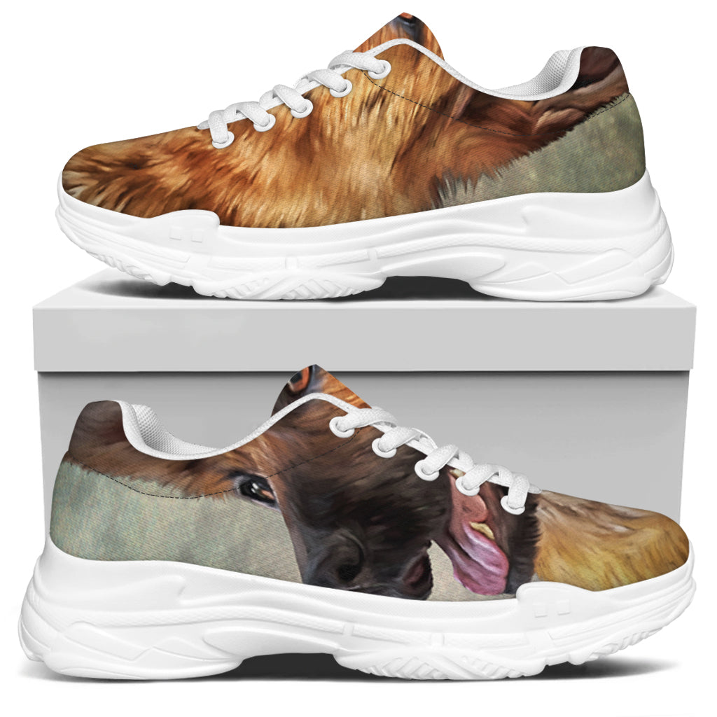 Vintage German Shepherd Portrait Print White Chunky Shoes