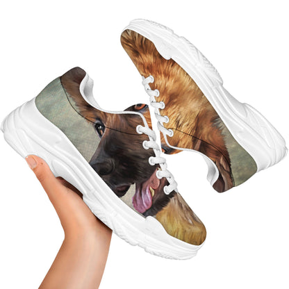Vintage German Shepherd Portrait Print White Chunky Shoes