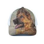 Vintage German Shepherd Portrait Print White Mesh Trucker Cap
