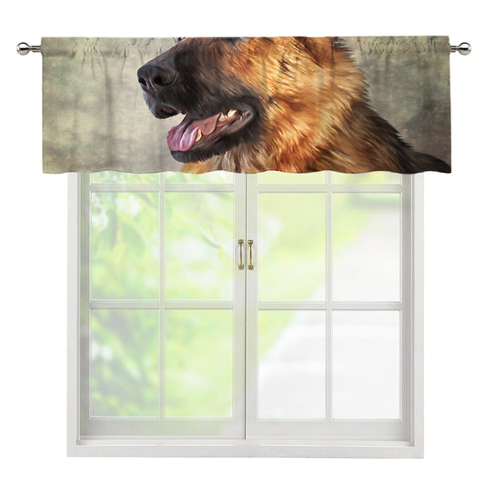 Vintage German Shepherd Portrait Print Window Valance