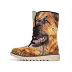 Vintage German Shepherd Portrait Print Winter Boots