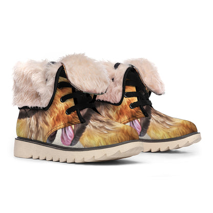 Vintage German Shepherd Portrait Print Winter Boots