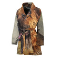 Vintage German Shepherd Portrait Print Women's Bathrobe