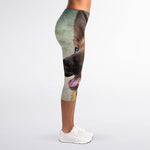 Vintage German Shepherd Portrait Print Women's Capri Leggings