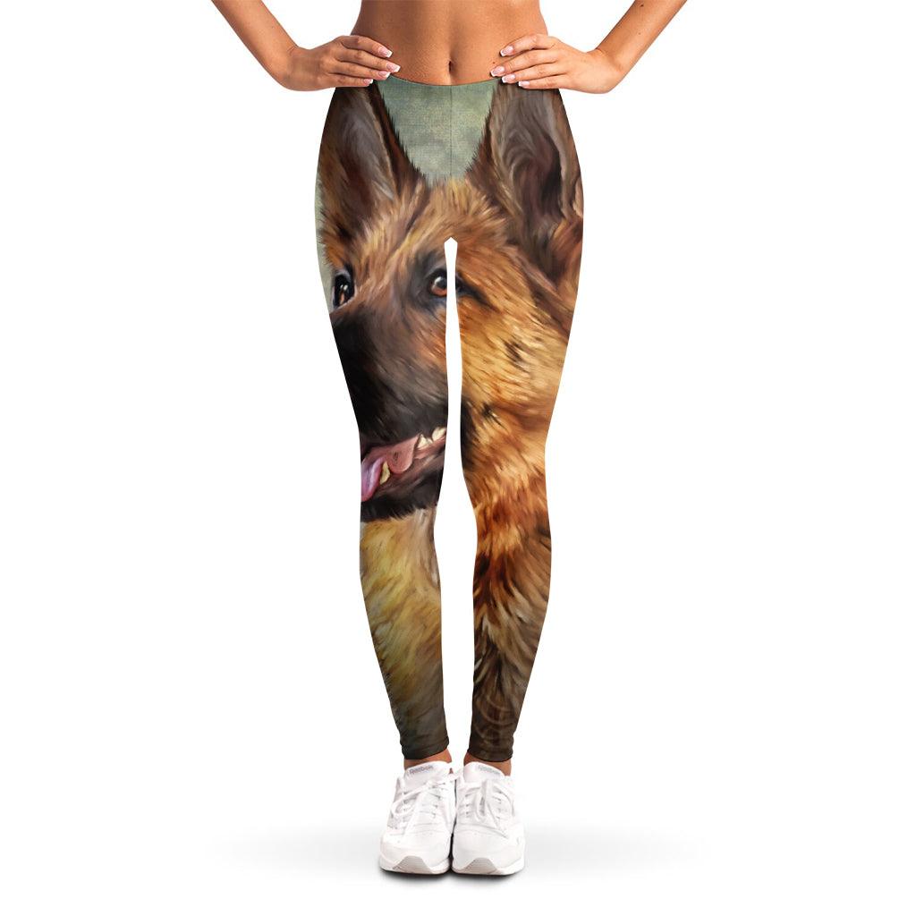 Vintage German Shepherd Portrait Print Women's Leggings