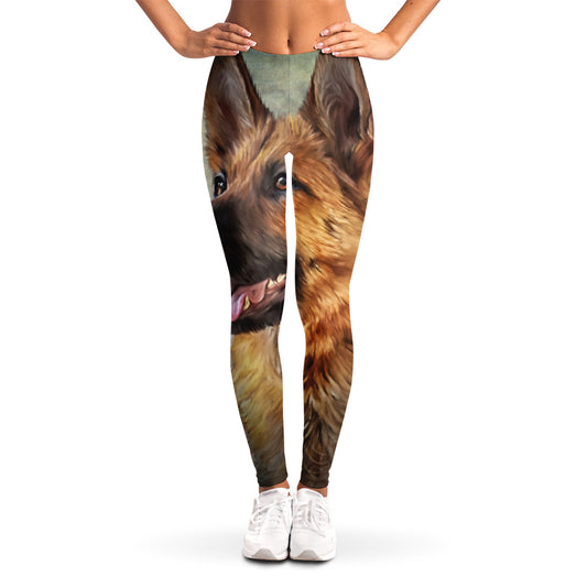 Vintage German Shepherd Portrait Print Women's Leggings