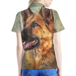 Vintage German Shepherd Portrait Print Women's Polo Shirt