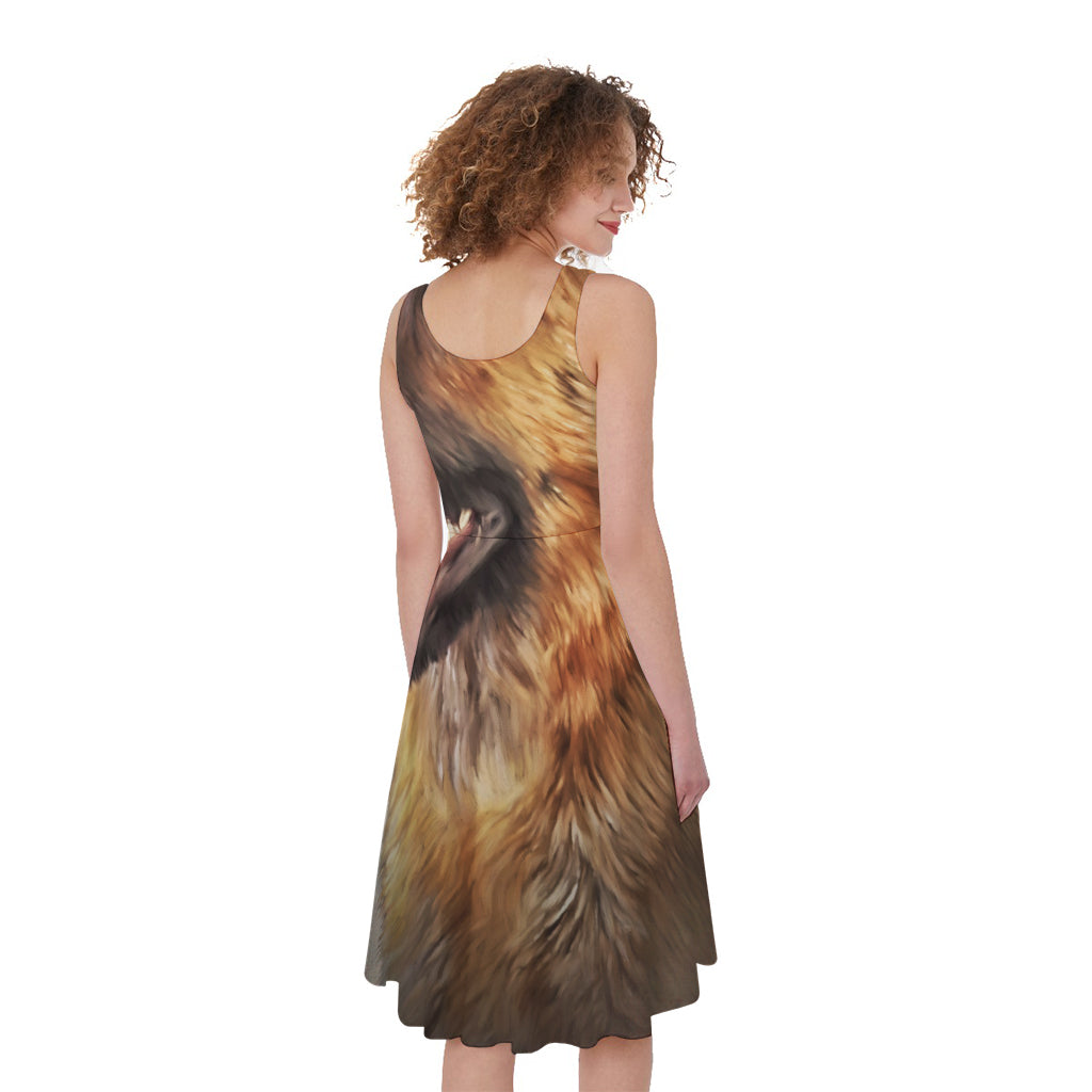 Vintage German Shepherd Portrait Print Women's Sleeveless Dress