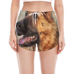 Vintage German Shepherd Portrait Print Women's Split Running Shorts