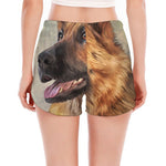 Vintage German Shepherd Portrait Print Women's Split Running Shorts