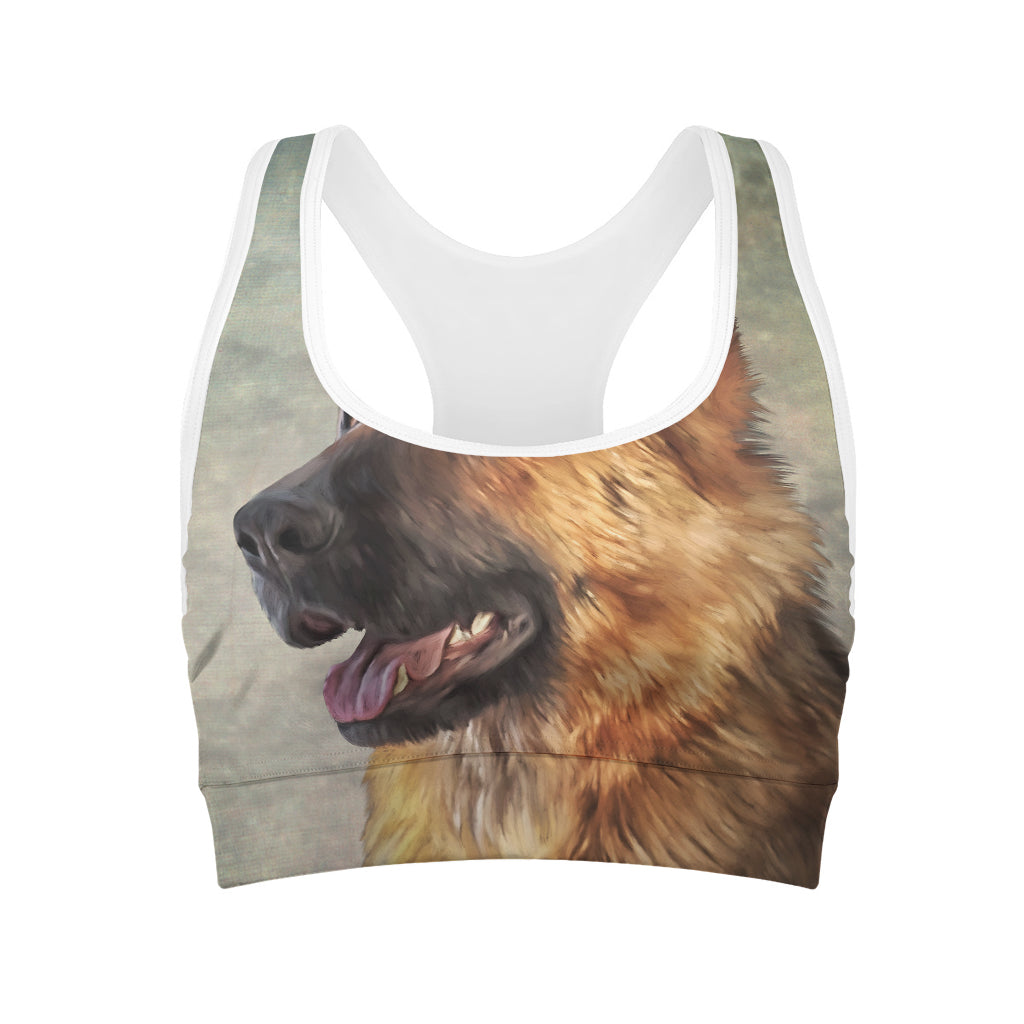 Vintage German Shepherd Portrait Print Women's Sports Bra