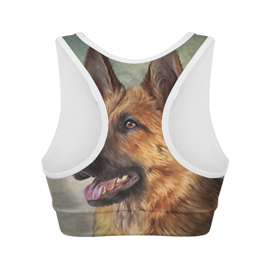 Vintage German Shepherd Portrait Print Women's Sports Bra