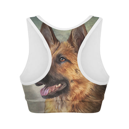 Vintage German Shepherd Portrait Print Women's Sports Bra