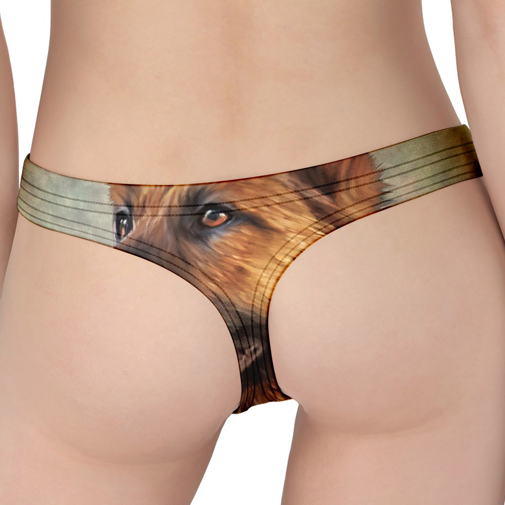 Vintage German Shepherd Portrait Print Women's Thong